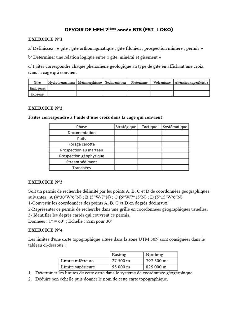 Devoir de Mem 2ième Année Bts | PDF