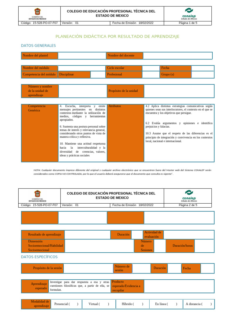 Planeacion FLSF-01 - R.A - 1.2 | PDF | Enseñando | Evaluación