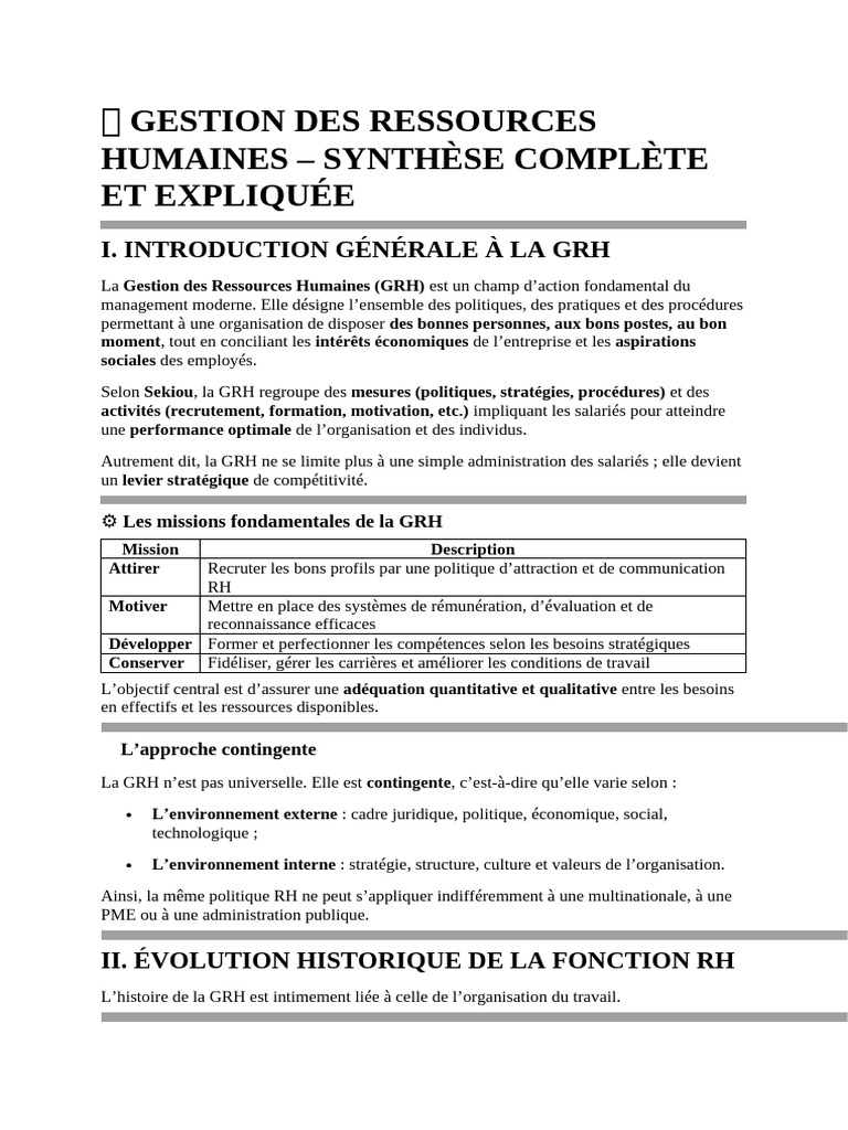 ? Gestion Des Ressources Humaines | PDF | Gestion des ressources ...