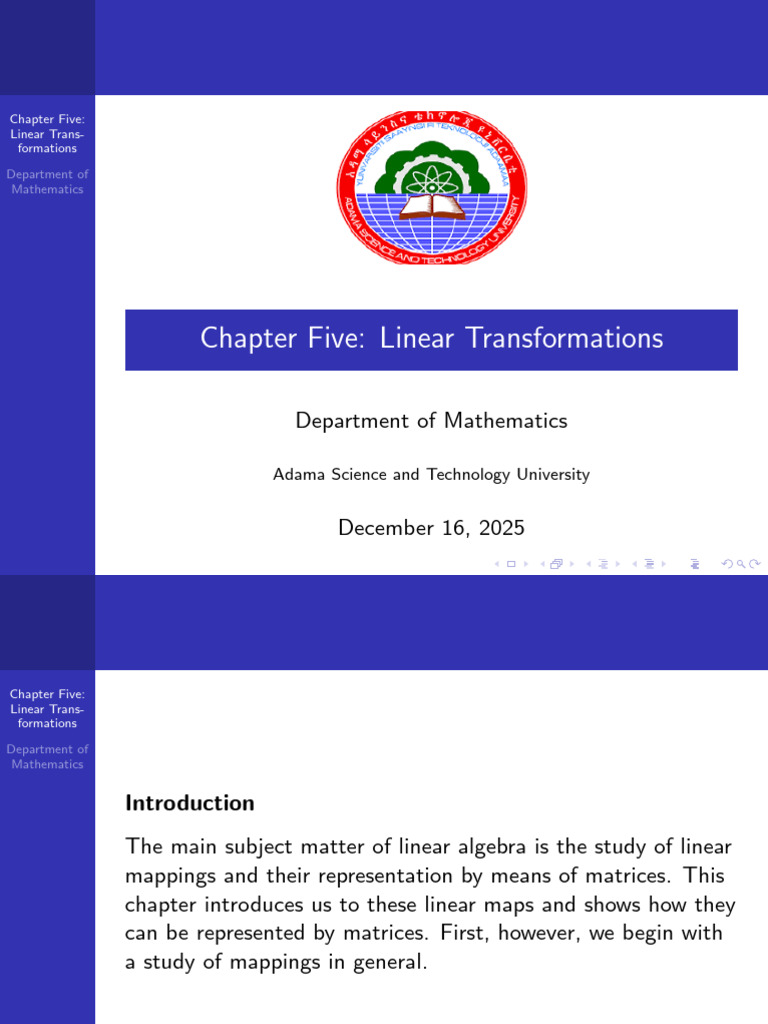 Chapter Five Linear Transformations | PDF | Linear Map | Vector Space