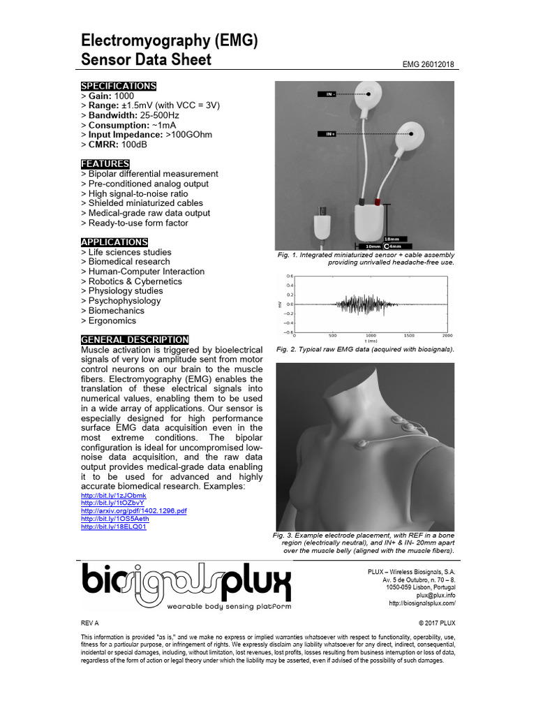 Biosignalsplux Electromyography EMG Datasheet | PDF | Electromyography ...