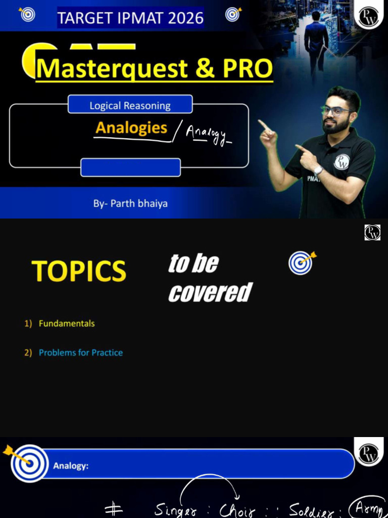 Logical Reasoning and Data Interpretation Analogies - Class Notes | PDF