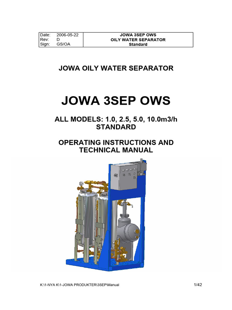 JOWA 3 SEP OWS Manual Rev D - 1 122 Pages | PDF