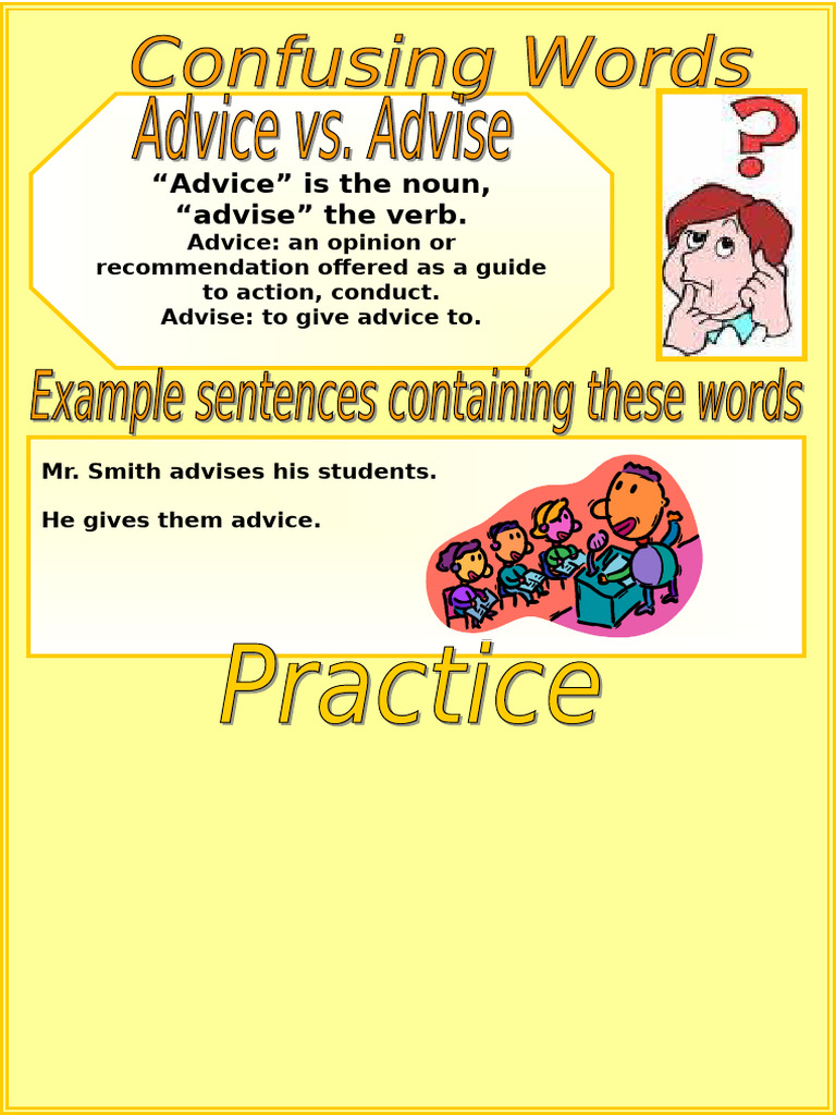 Confusing Words - Advise Advice | PDF
