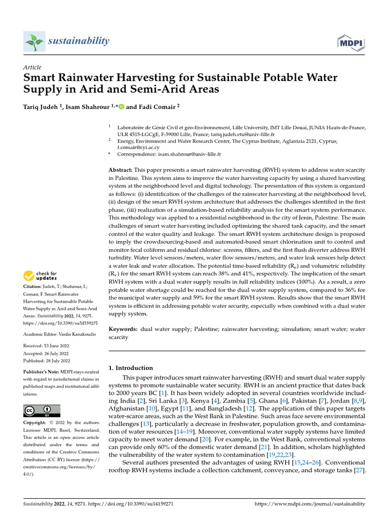 Sustainability 14 09271 | PDF | Water | Water Supply Network