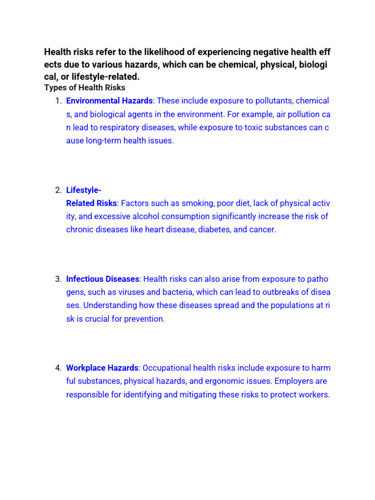 Health Risks | PDF