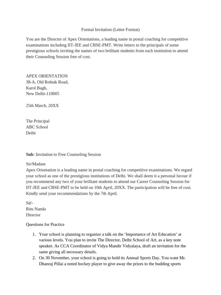 Invitation Letter Format | PDF