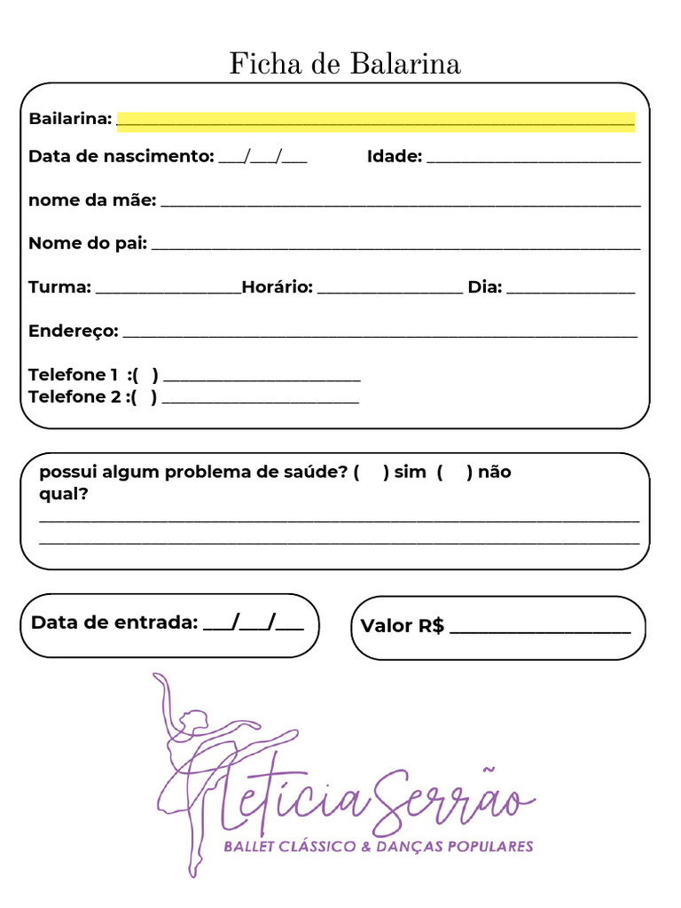 Ficha Da Bailarina | PDF