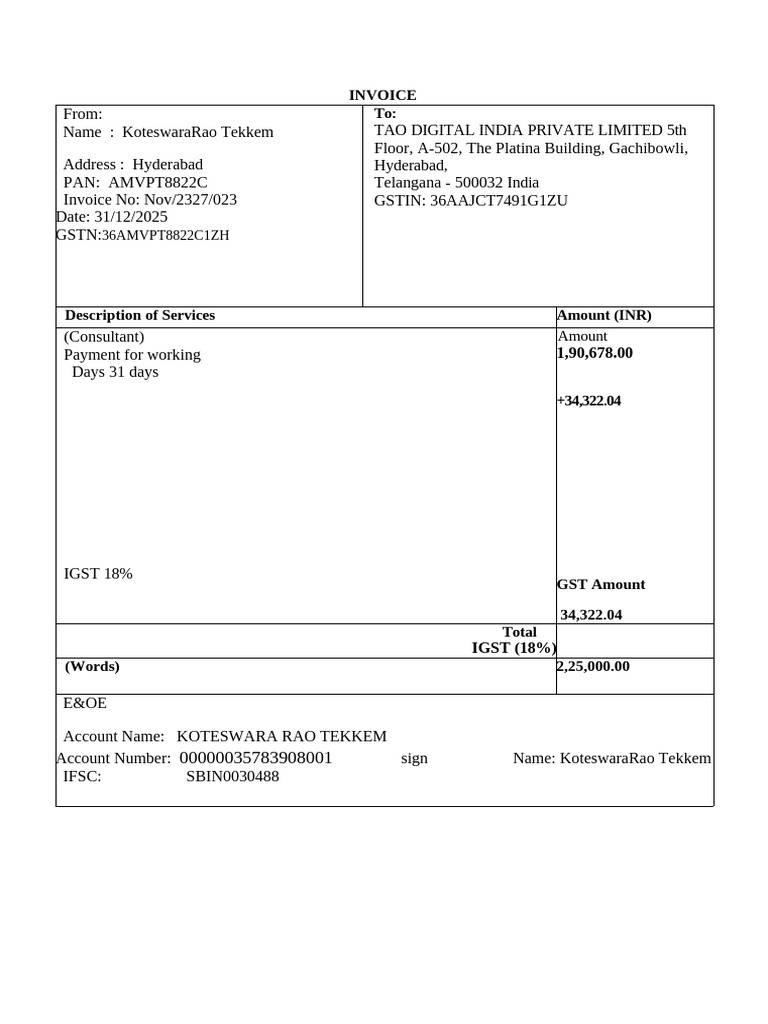 Dec Invoice 25 Latest | PDF