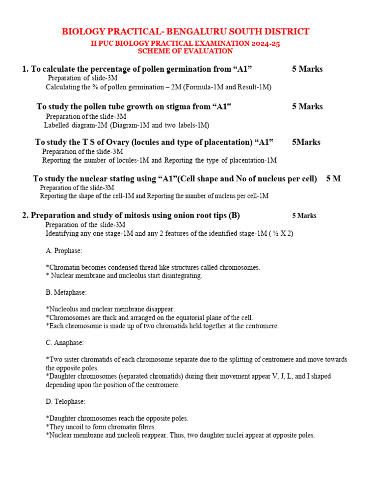 2nd PU Bio Updated Practical 2026 | PDF | Chromosome | Biological Processes