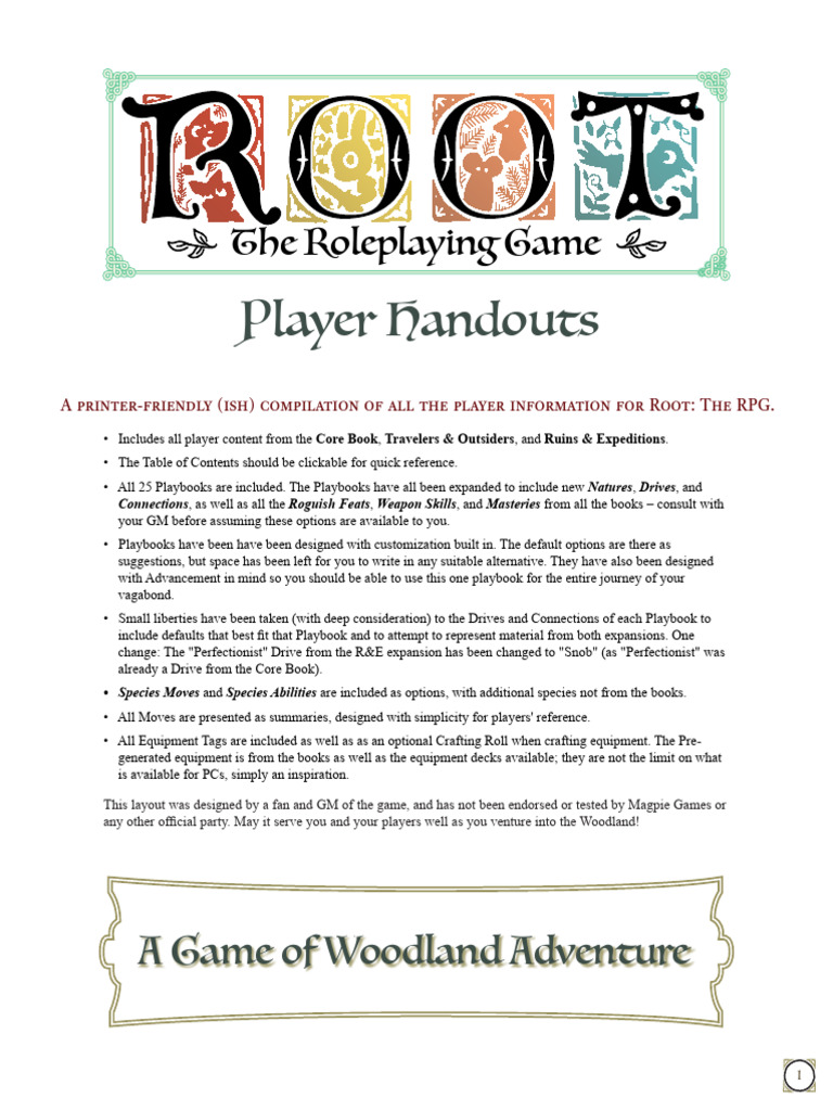 Root Player Handouts Complete | PDF