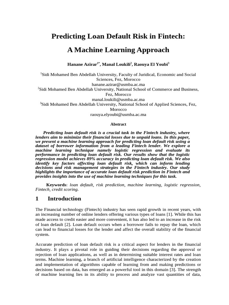 Azirar Et Al Last Version | PDF | Machine Learning | Loans