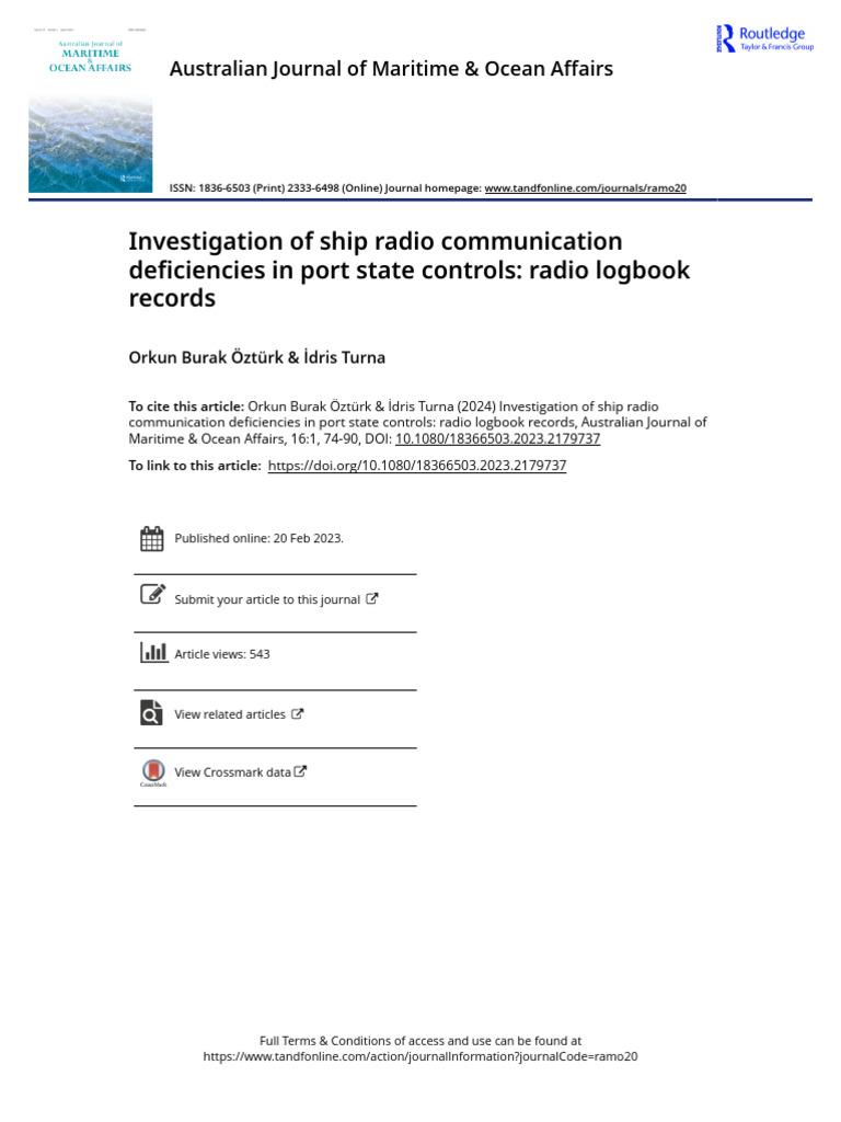 Investigation of ship deficiencies in port state controls radio logbook ...