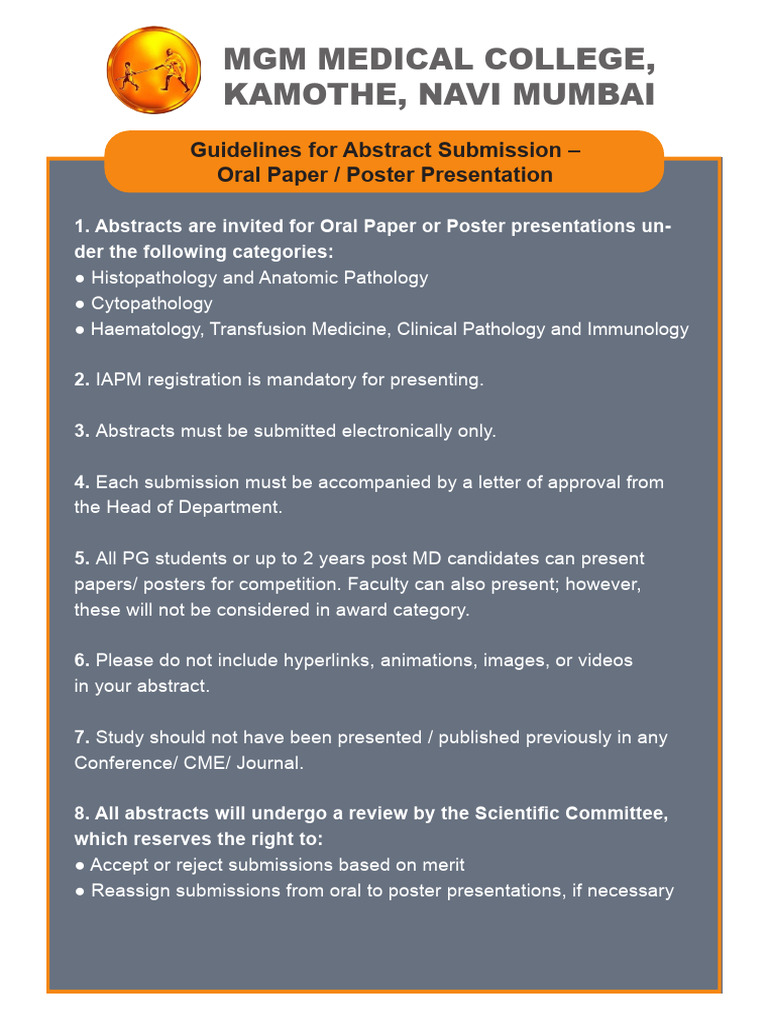 Guidelines For Abstract For Mid Year CME 2026 | PDF | Pathology ...