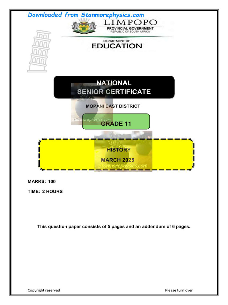 LP ME History Grade 11 March 2025 QP and Memo | PDF