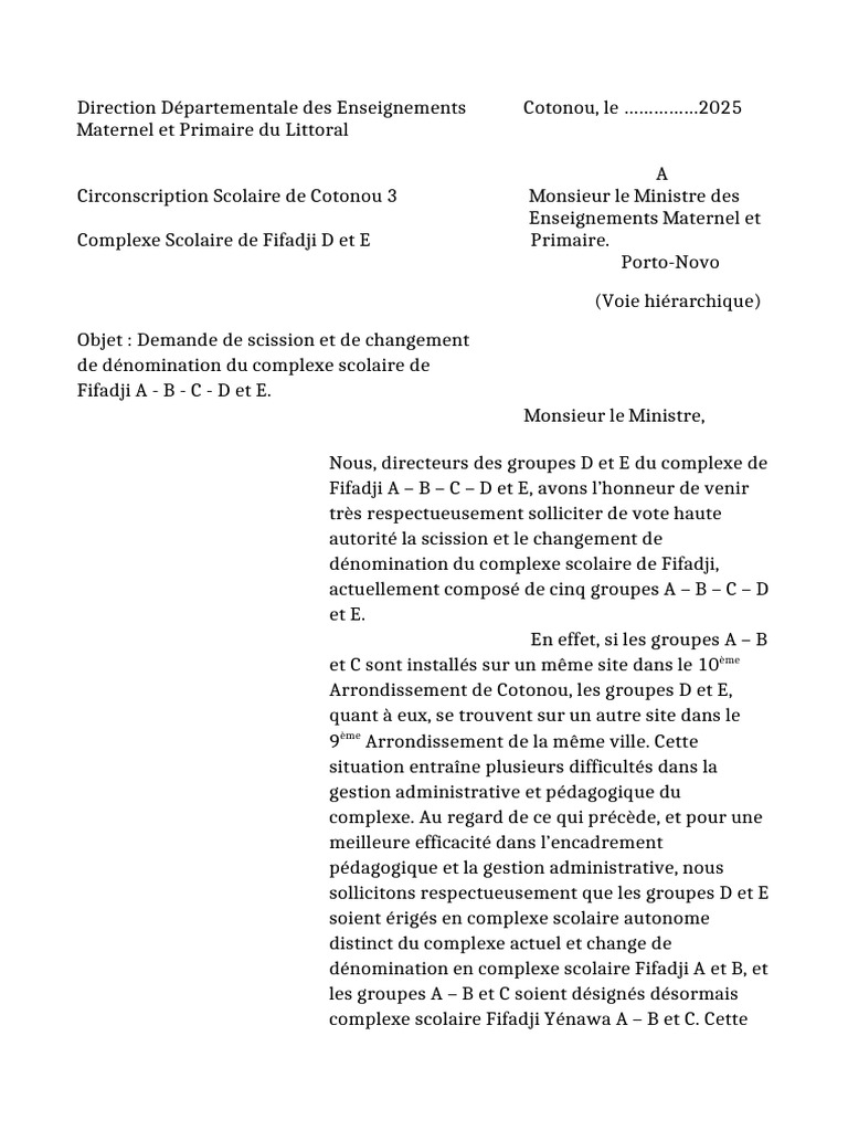 Demande de Scission - 090050 | PDF
