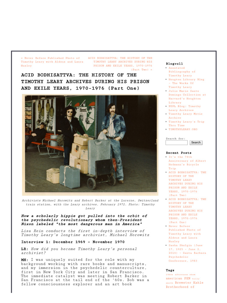 Acid Bodhisattva The History of The Timothy Leary | PDF | Psychedelic Drugs
