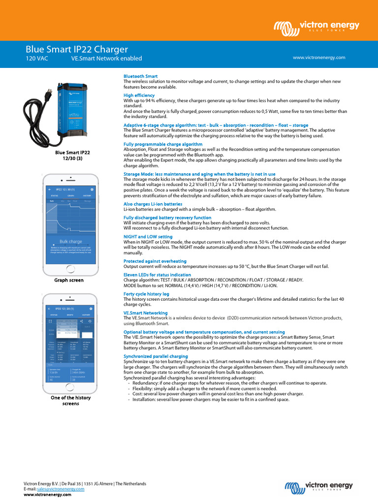 Datasheet Blue Smart IP22 Charger 120 VAC en | PDF | Battery Charger ...