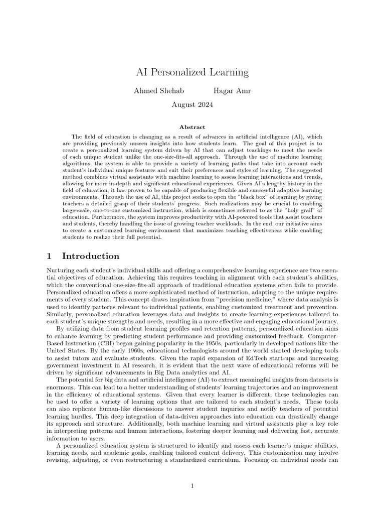 AI Personalized Learning | PDF | Artificial Intelligence | Intelligence ...