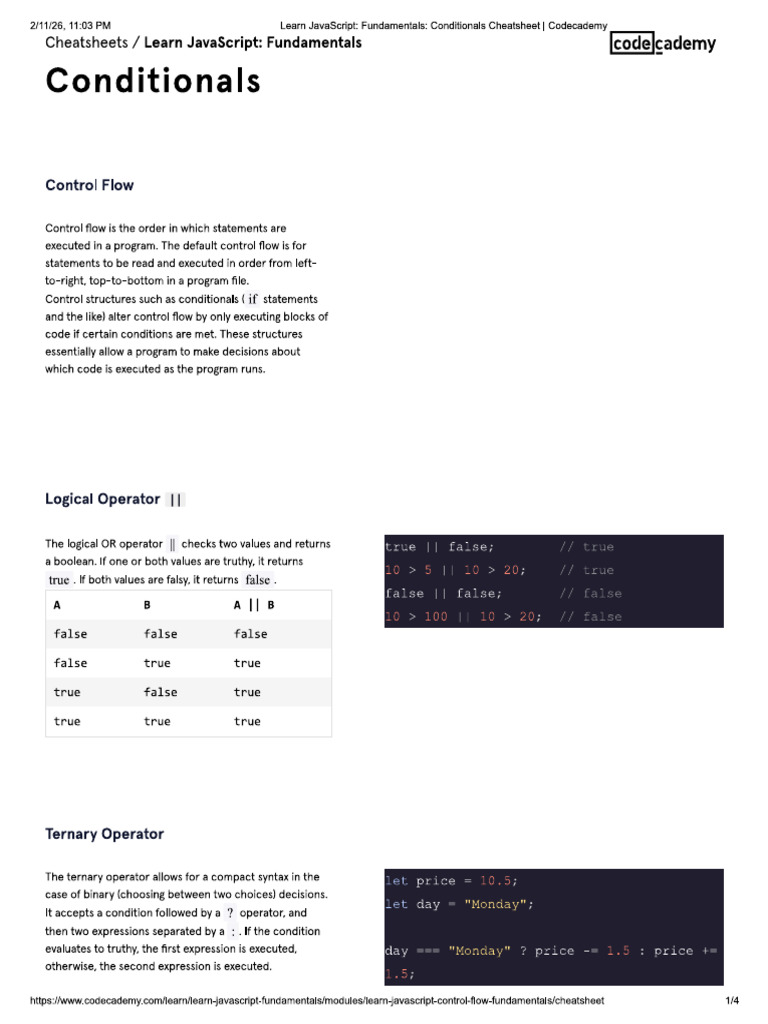 JavaScript Course From Codecademy | PDF