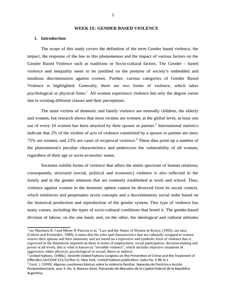 Week Ix Gender Based Violence | PDF | Domestic Violence | Violence