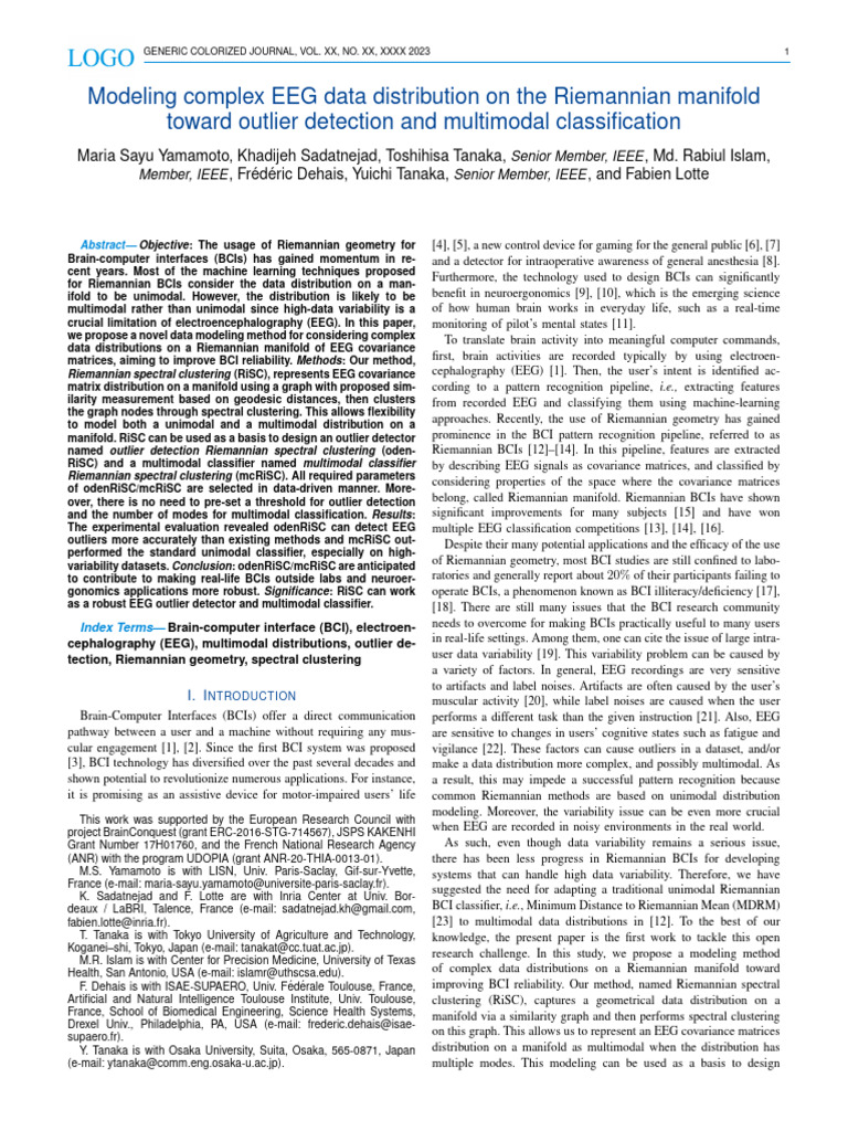 Modeling Complex EEG Data Distribution On The Riemannian Manifold | PDF ...