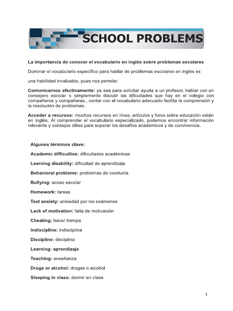 School Problems | PDF