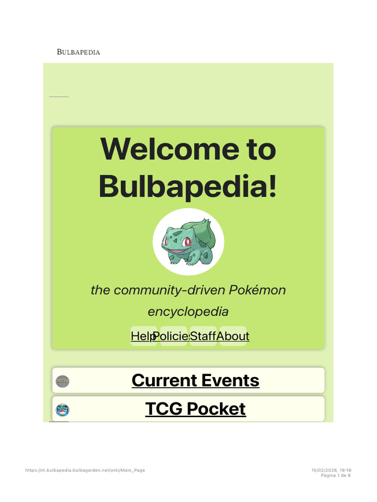 Bulbapedia, the community-driven Pokémon encyclopedia | PDF
