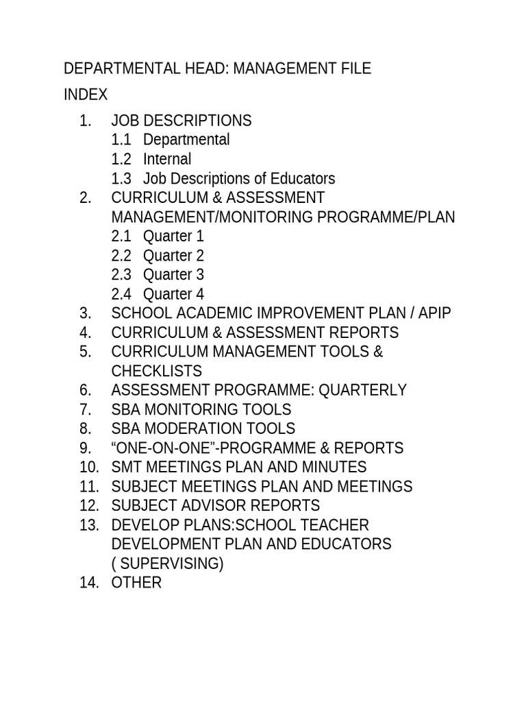 Management File-Departmental Head | PDF