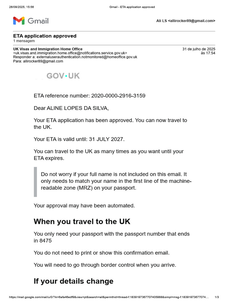 Gmail - ETA Application Approved | PDF | Travel Visa | Passport