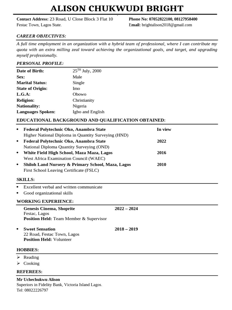 Alison Chukwudi Bright | PDF