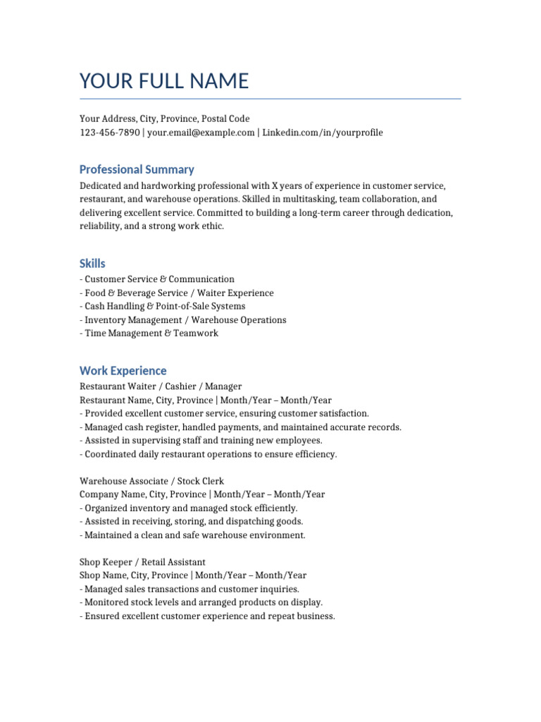 Canadian CV Template | PDF