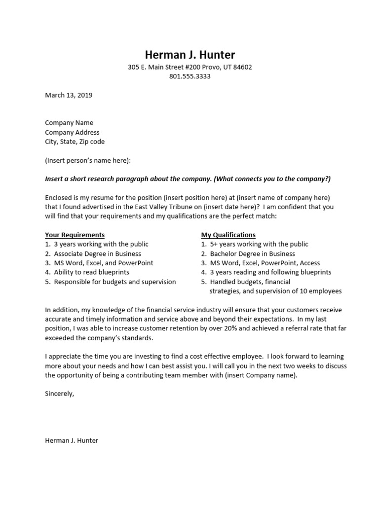 Cover Letter Example | PDF