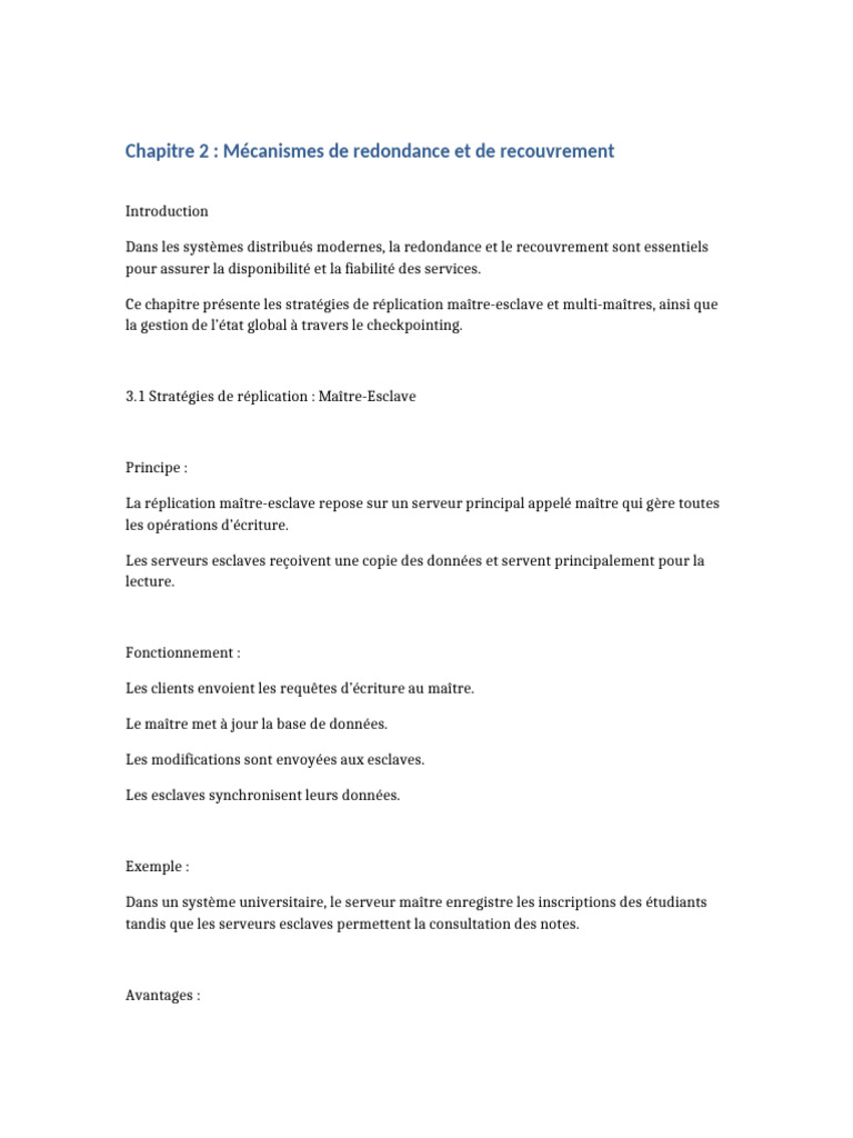 Chapitre2 Redondance Recouvrement | PDF