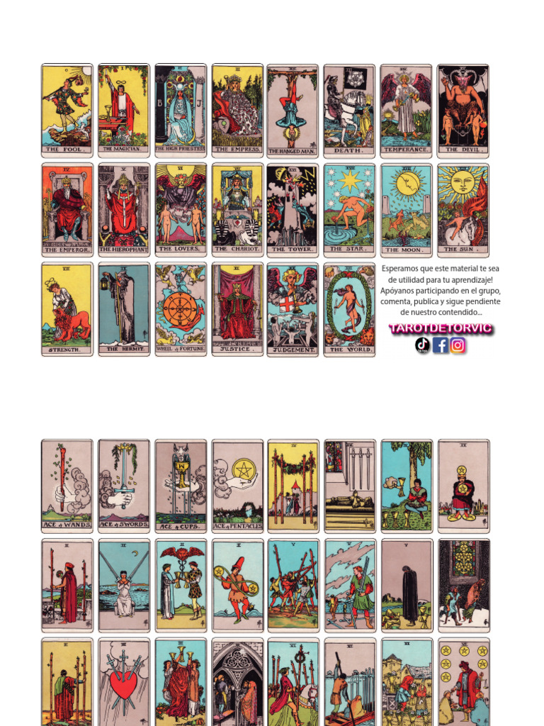 Mini Cartas para Imprimir Grupo Tarot Rider | PDF