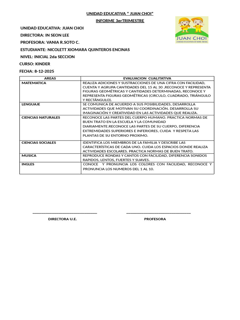 INFORME 1er TRIMESTRE | PDF | Educación de la primera infancia | Maestros