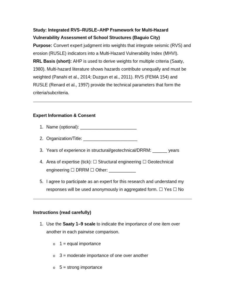 AHP Questionnaire20INITIAL | PDF