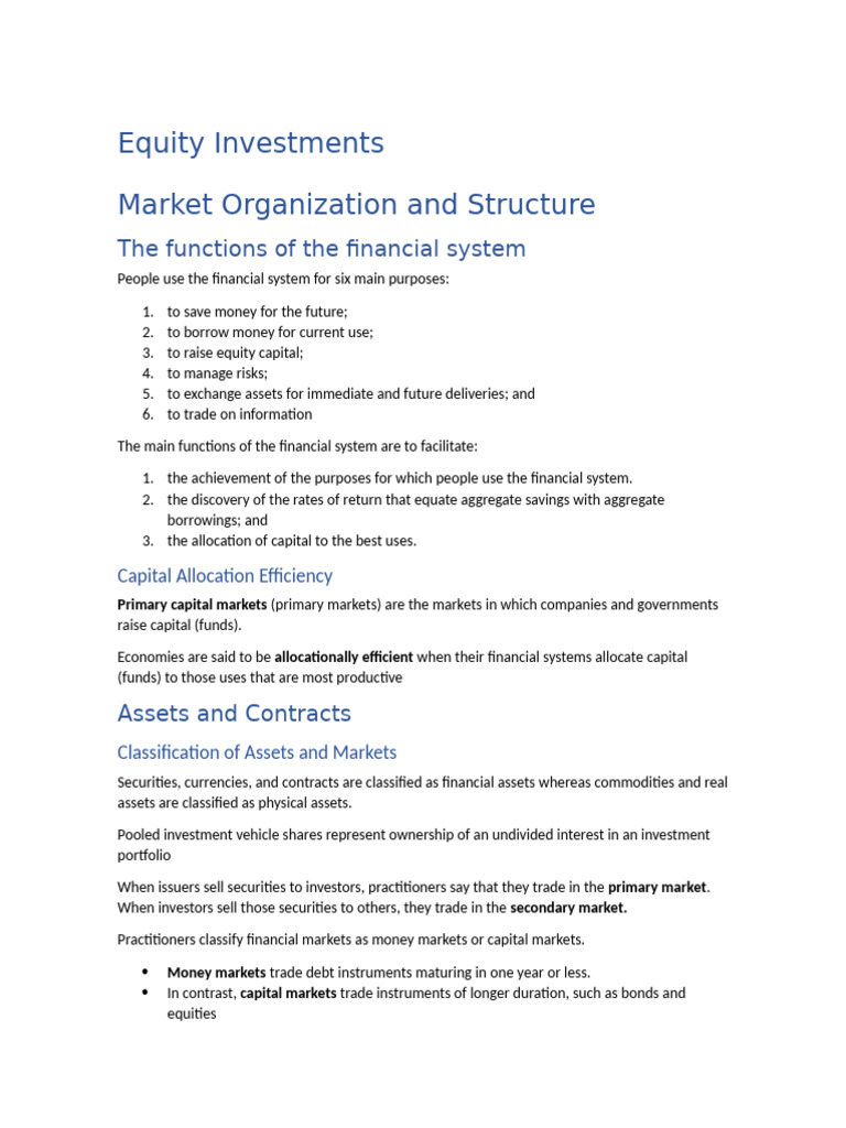 CFA Level I Equity Investment Notes Prep | PDF | Margin (Finance ...