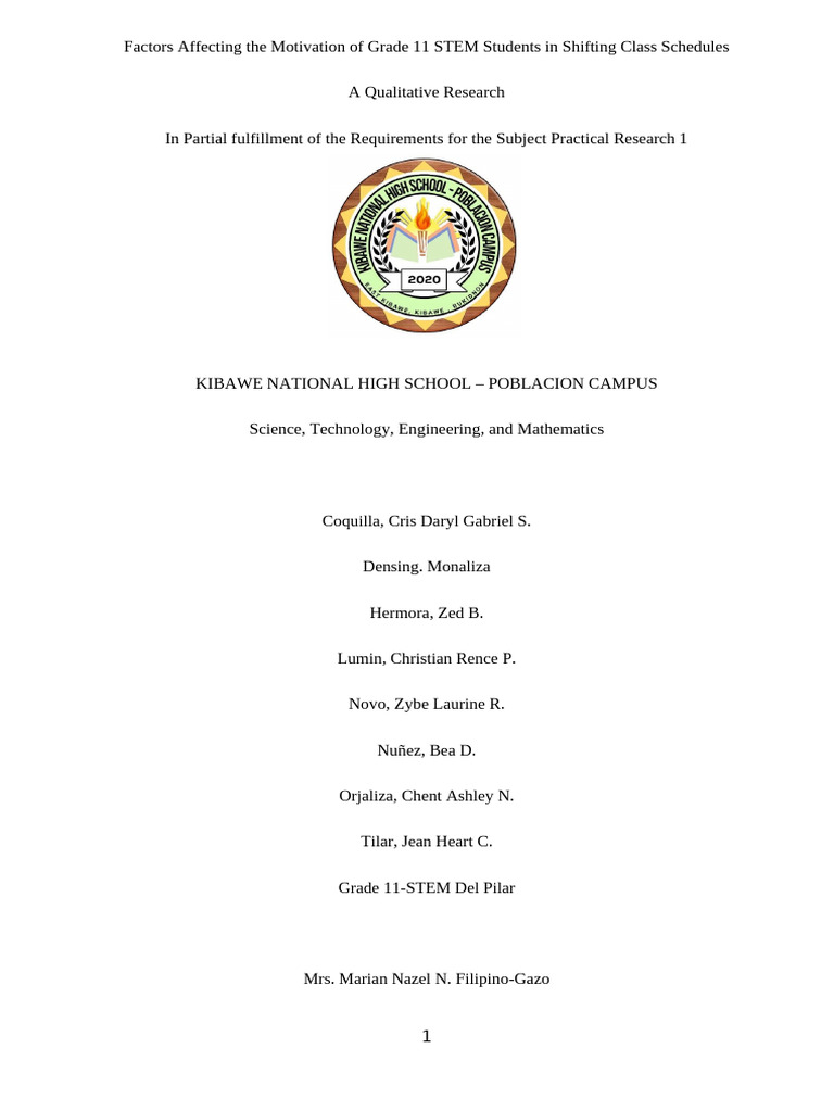 Factors Affecting the Motivation of Grade 11 STEM Students to Shift ...