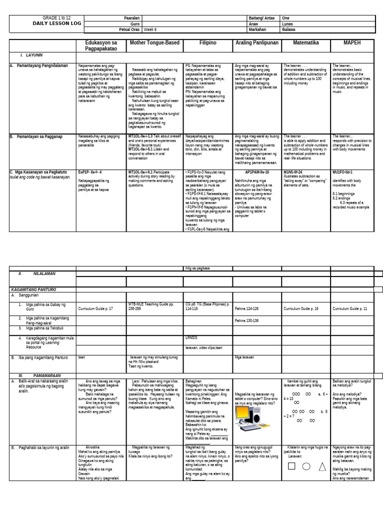 q2 Week 6 All Subjects Dll New | PDF