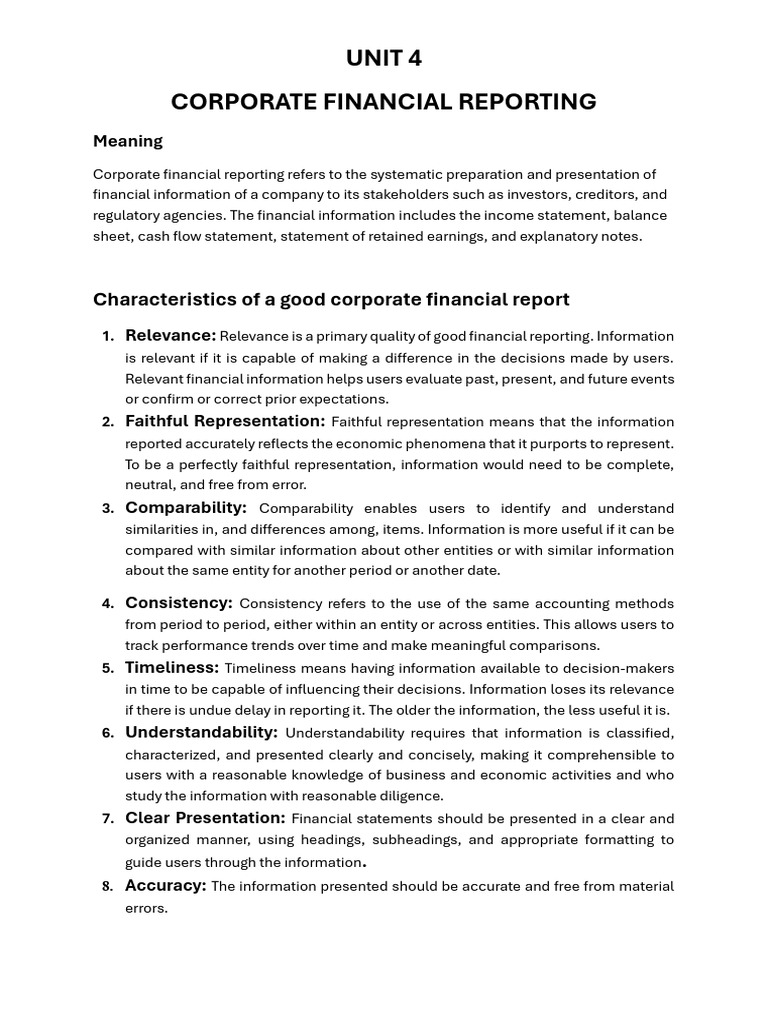Unit 4 Corporate Financial Reporting | PDF | Auditor's Report | Audit