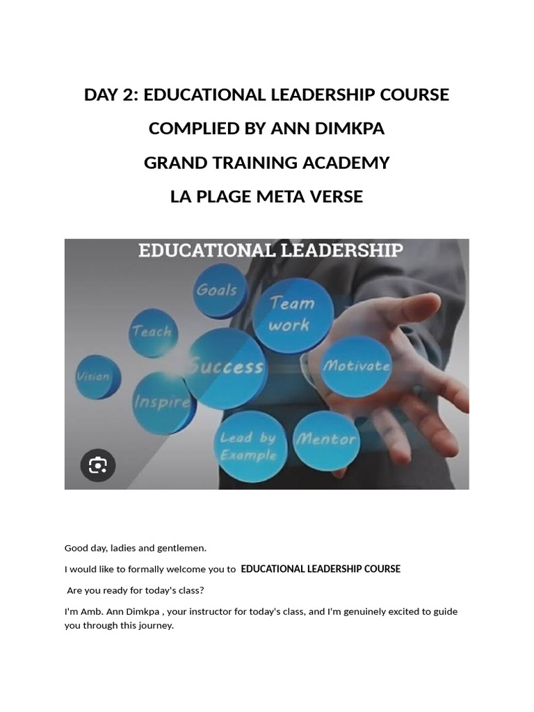Educational Leadership Day 2 | PDF | Leadership | Communication