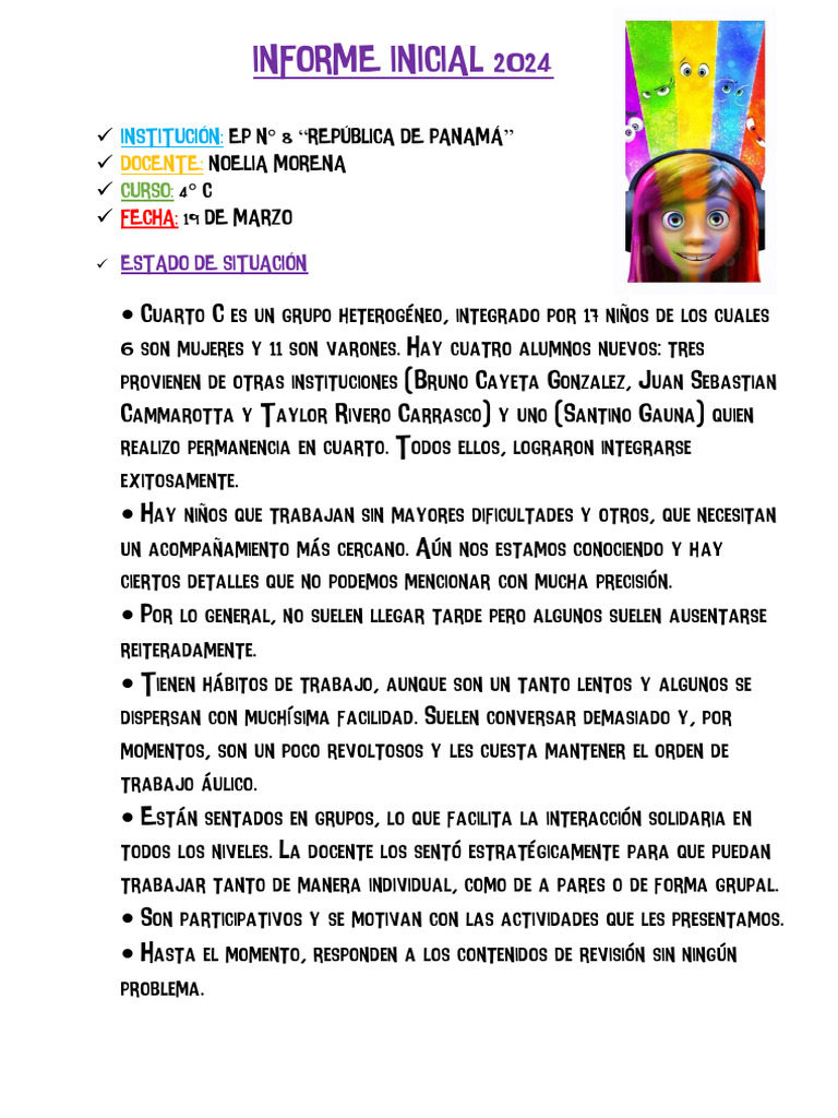 Informe Inicial 2024 4toc | PDF