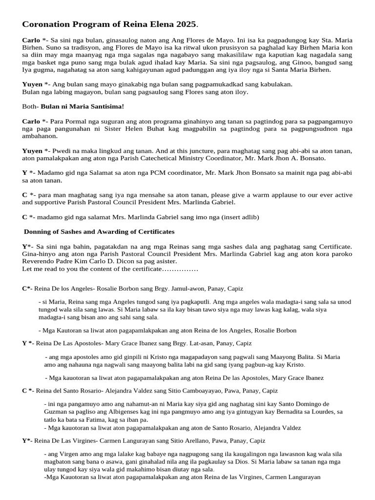 Script Coronation | PDF