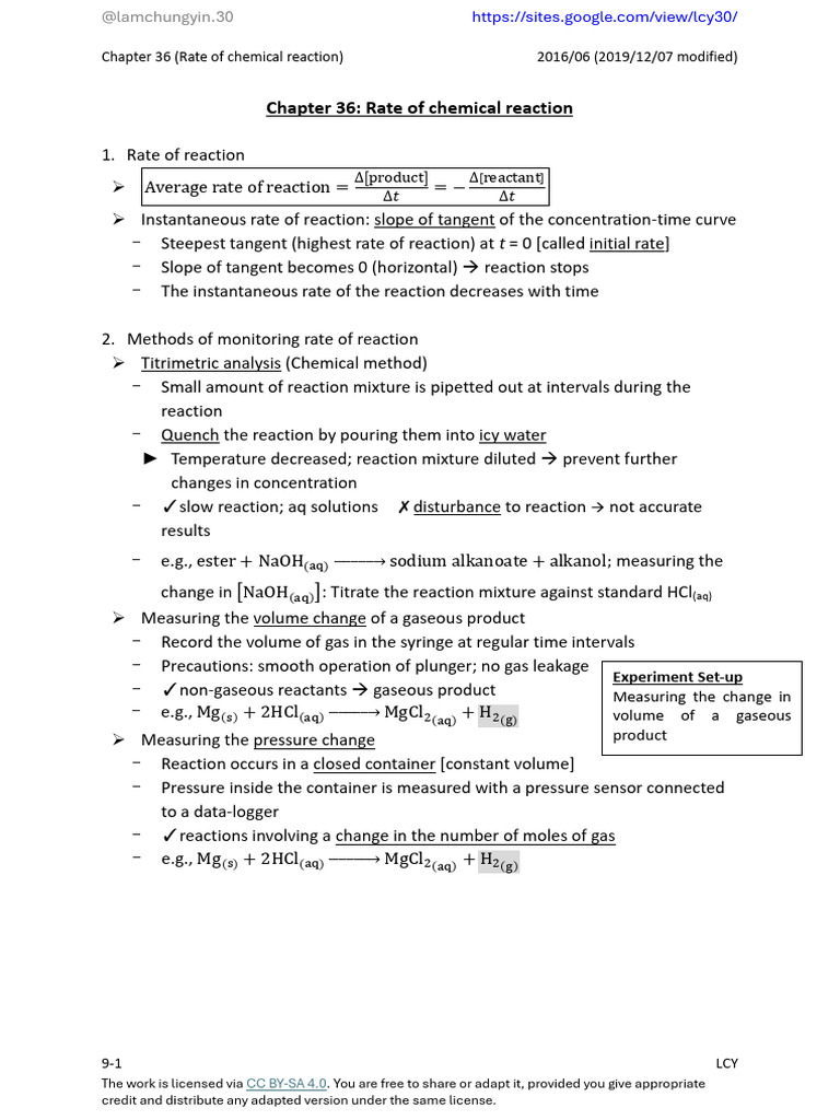 T9 Rate of Reaction Note | PDF | Reaction Rate | Gases