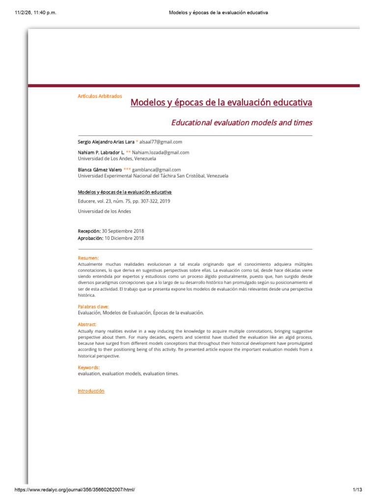 Modelos y Épocas de La Evaluación Educativa | PDF | Evaluación ...