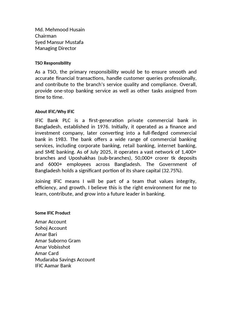 Ific Tso Initial Interview | PDF | Banks | Economies