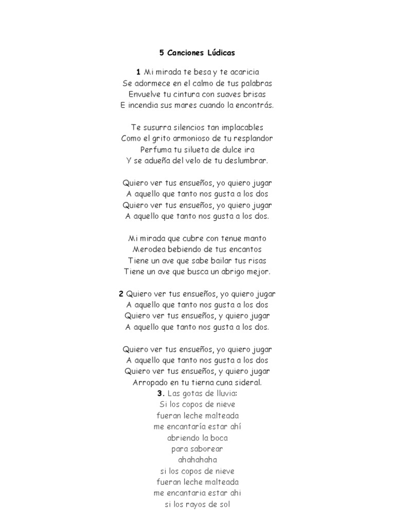 5 Canciones Ludicas Amor Naturaleza