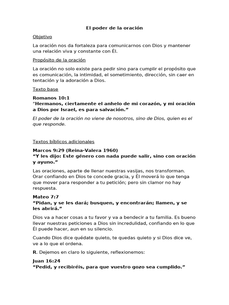 Bosquejo El Poder de La Oración 2 | PDF | Oración