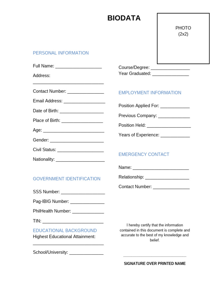 Biodata New | PDF